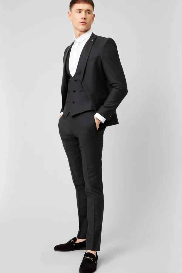 Twisted Tailor Kingdon Skinny Fit Black Dinner Suit | Style·Plain Suits | Style·3 Piece Suits