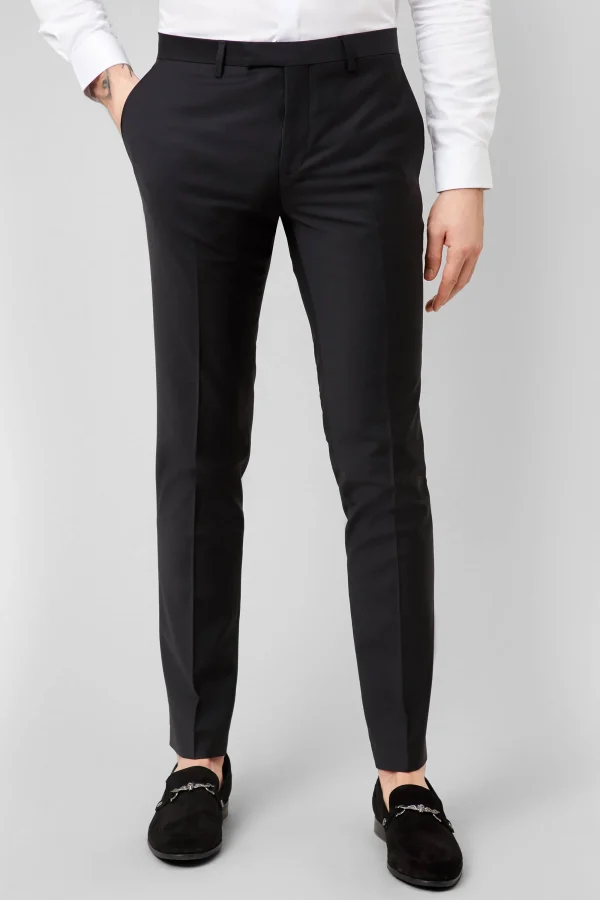 Twisted Tailor Kingdon Skinny Fit Black Dinner Trousers | Trousers·Party Trousers