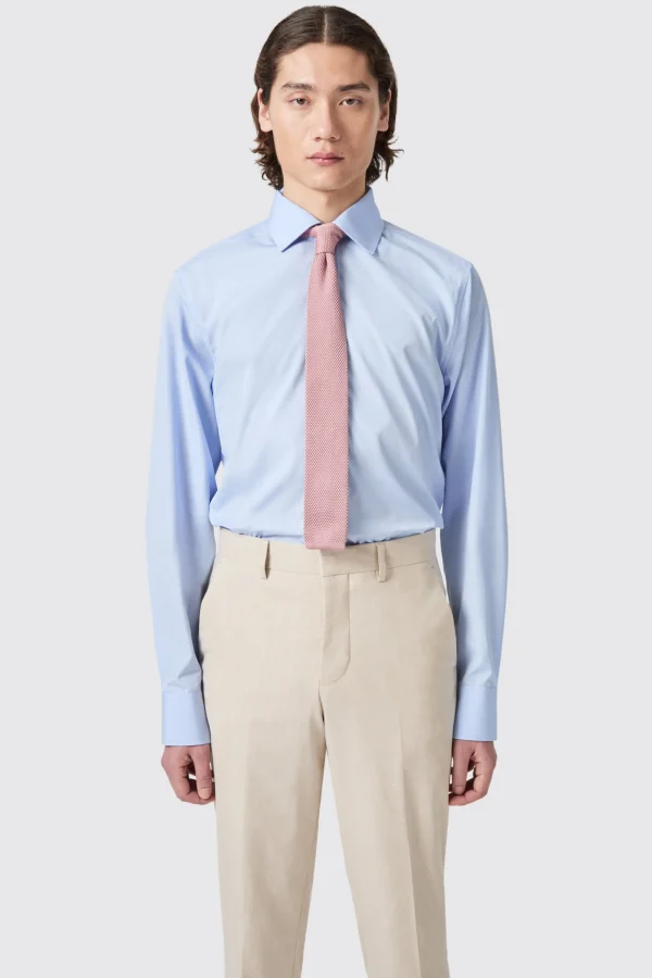 Twisted Tailor Lewes Slim Fit Spread Collar Blue Cotton Shirt | Style·Premium Shirts | Occasion·Formal Shirts