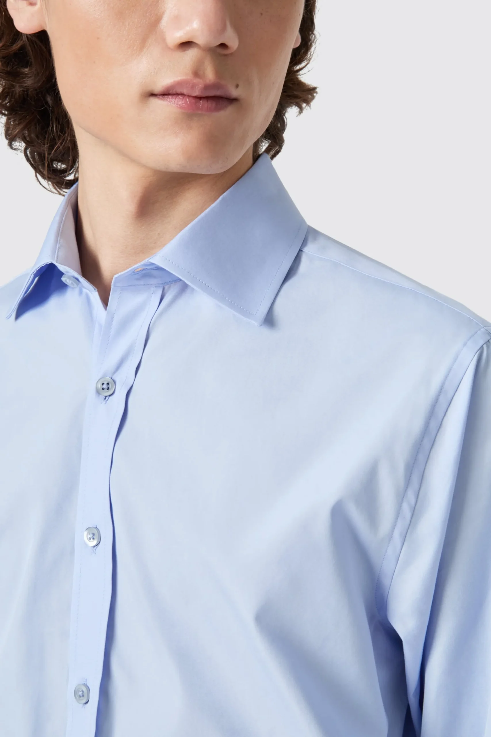Twisted Tailor Lewes Slim Fit Spread Collar Blue Cotton Shirt | Style·Premium Shirts | Occasion·Formal Shirts