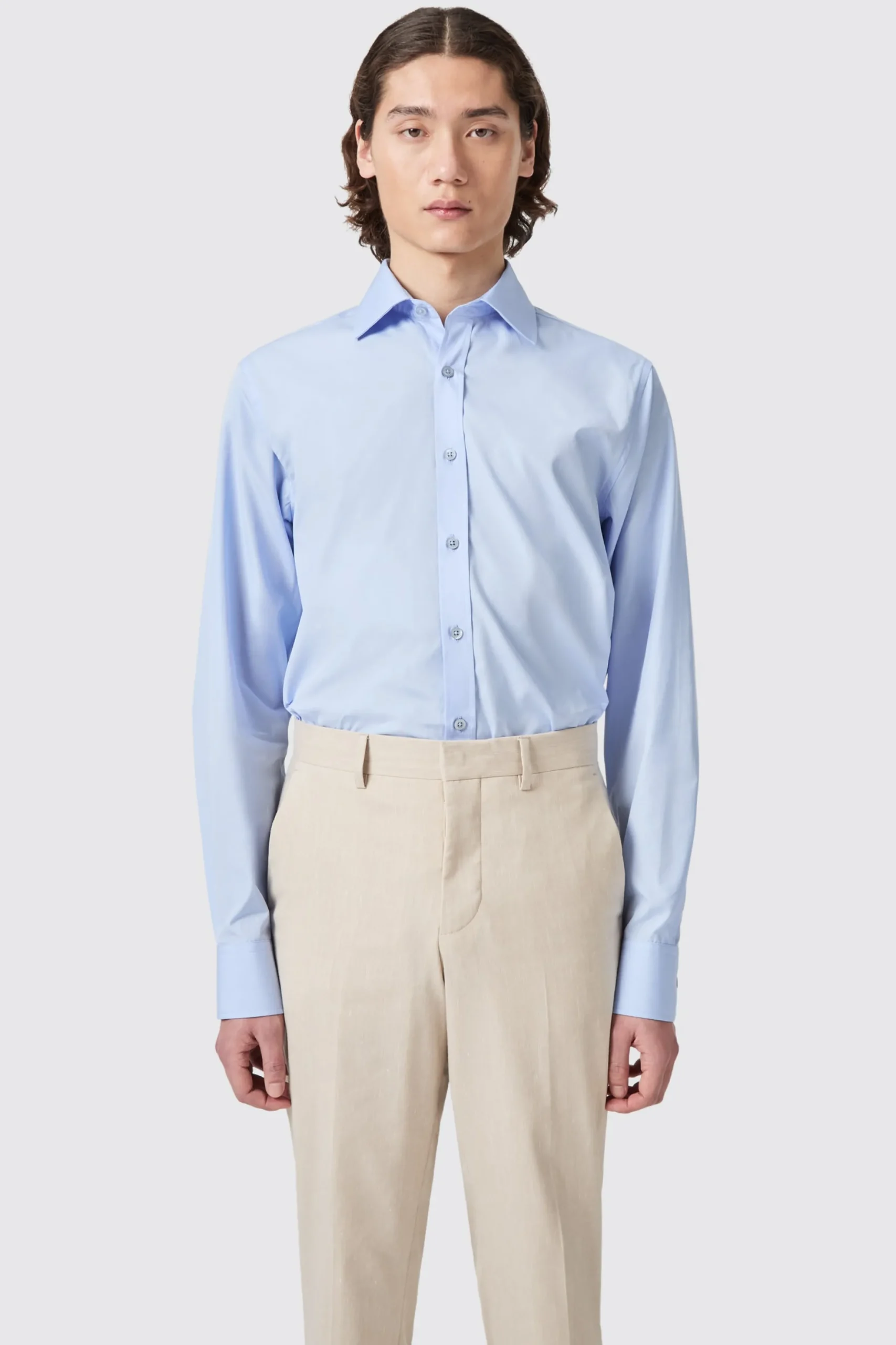 Twisted Tailor Lewes Slim Fit Spread Collar Blue Cotton Shirt | Style·Premium Shirts | Occasion·Formal Shirts