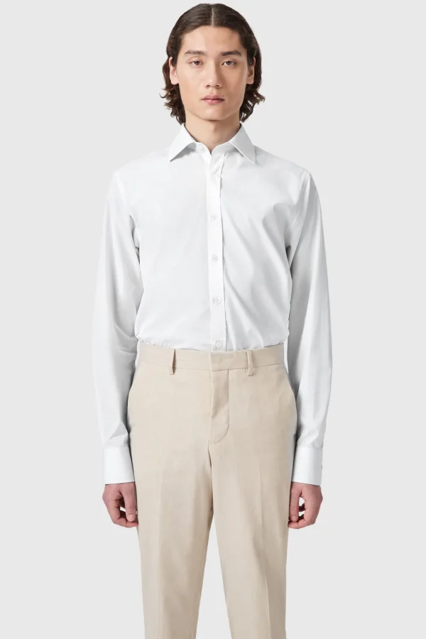 Twisted Tailor Lewes Slim Fit Spread Collar White Cotton Shirt | Style·Premium Shirts | Style·Everyday Essentials