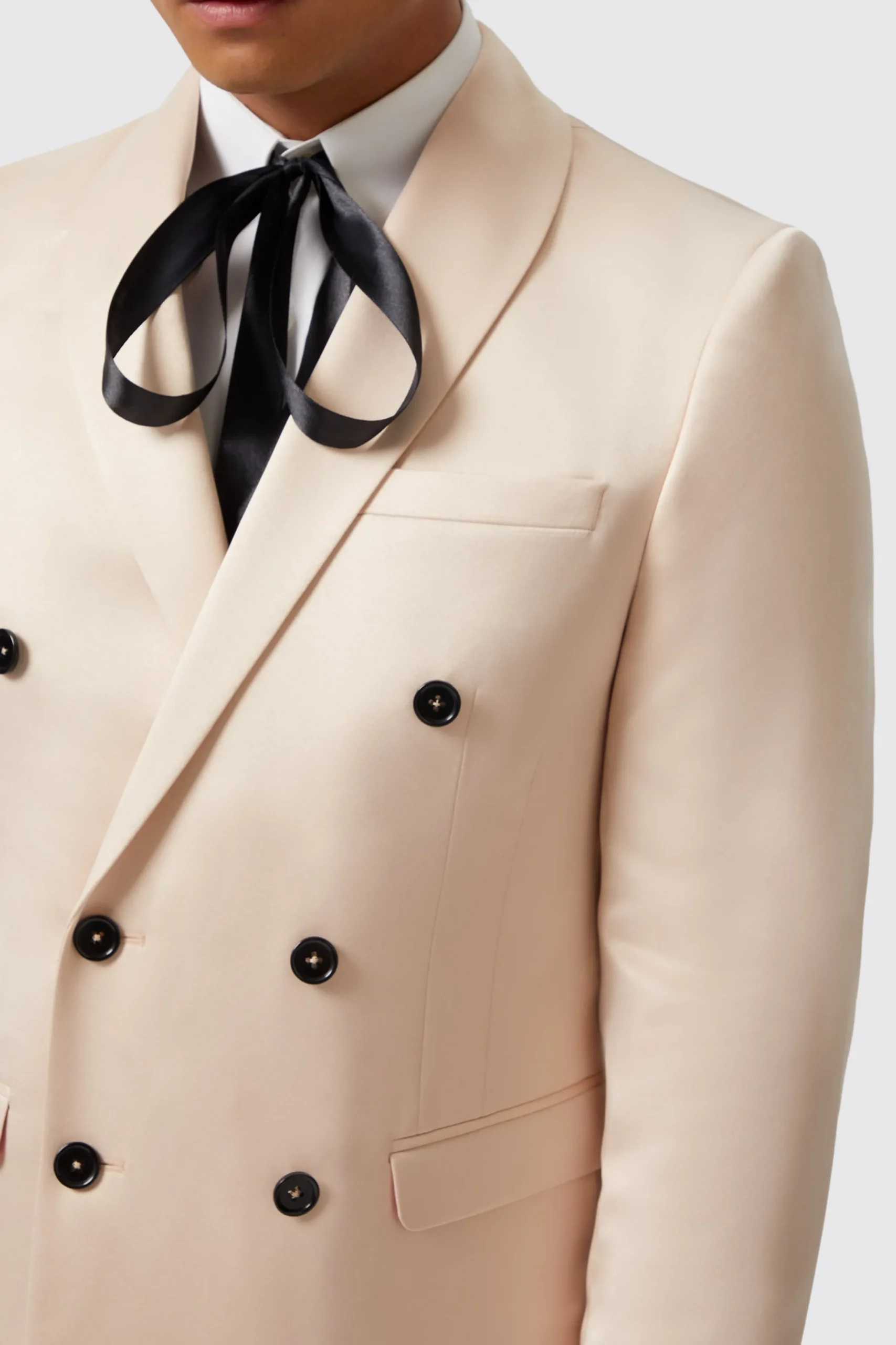 Twisted Tailor Lewis Skinny Fit Double Breasted Beige Sateen Suit | Occasion·Party Suits