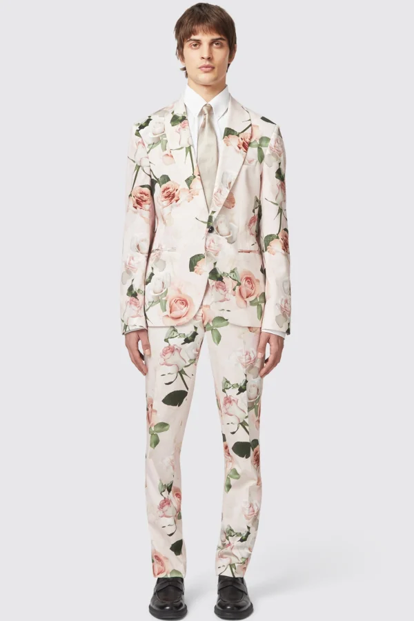 Twisted Tailor Lincoln Skinny Fit Pink Floral Cotton Suit | Style·Floral Suits | Style·Bold Prints