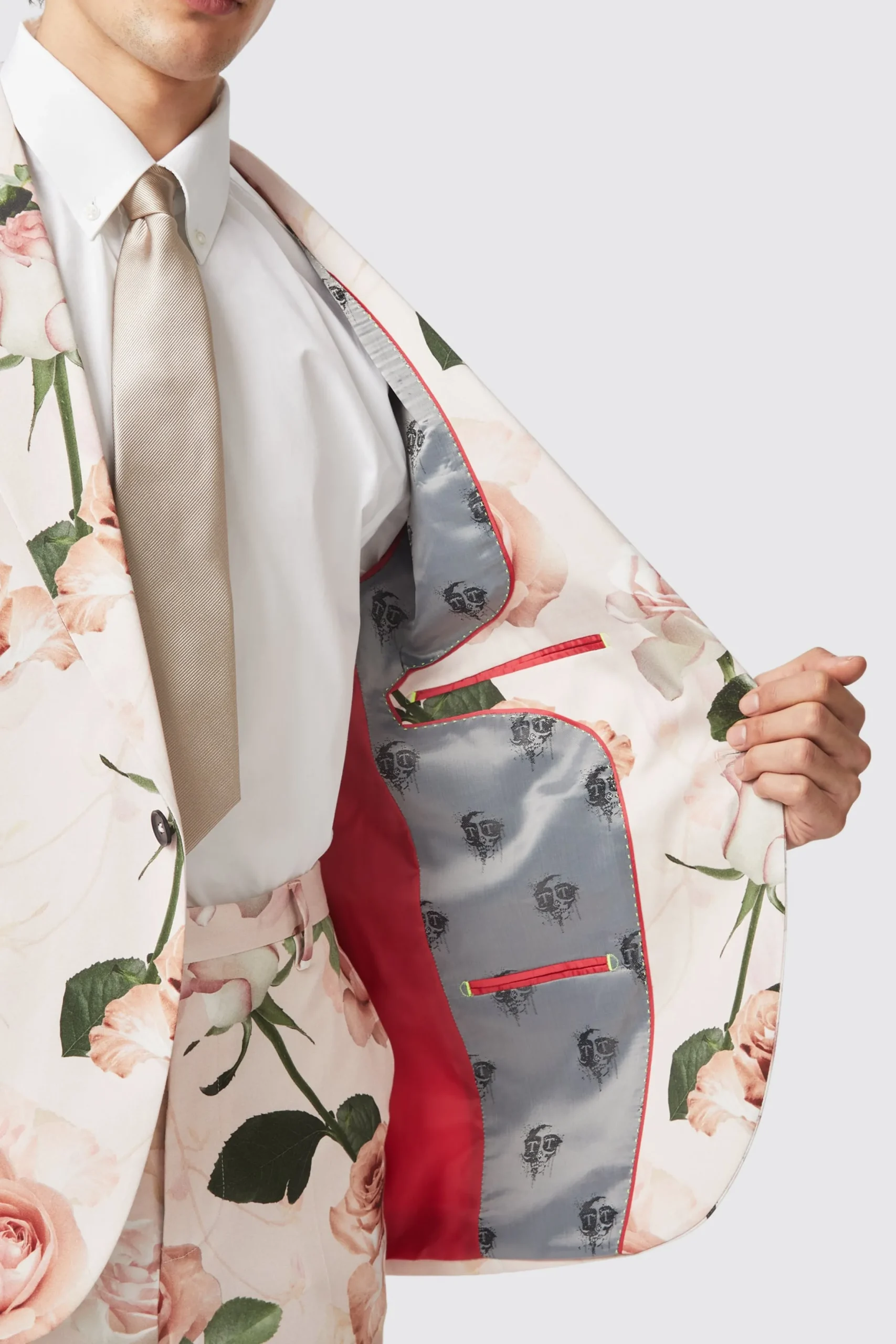 Twisted Tailor Lincoln Skinny Fit Pink Floral Cotton Suit | Style·Floral Suits | Style·Bold Prints