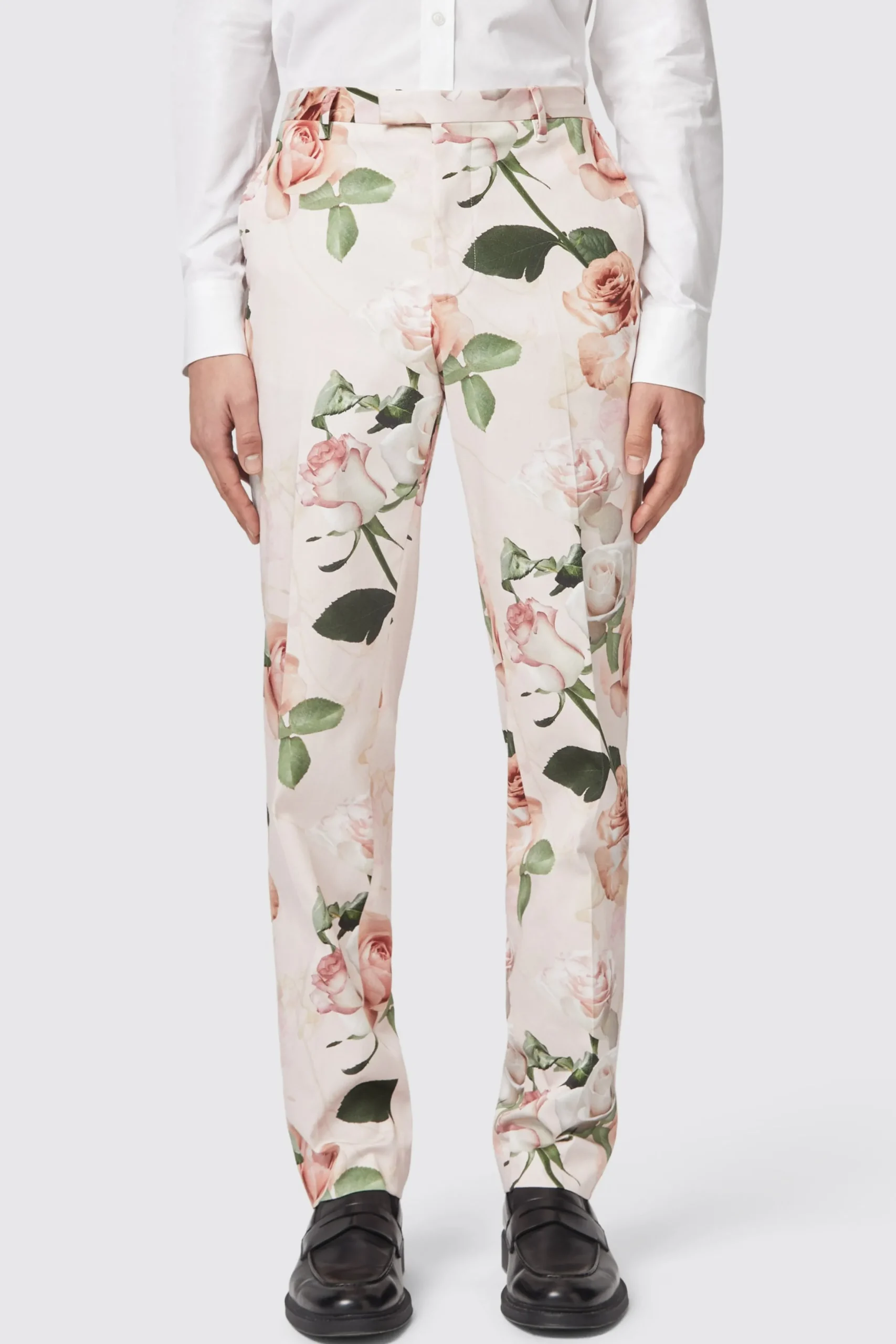 Twisted Tailor Lincoln Skinny Fit Pink Floral Cotton Trousers | Trousers·Floral Trousers | Trousers·Party Trousers