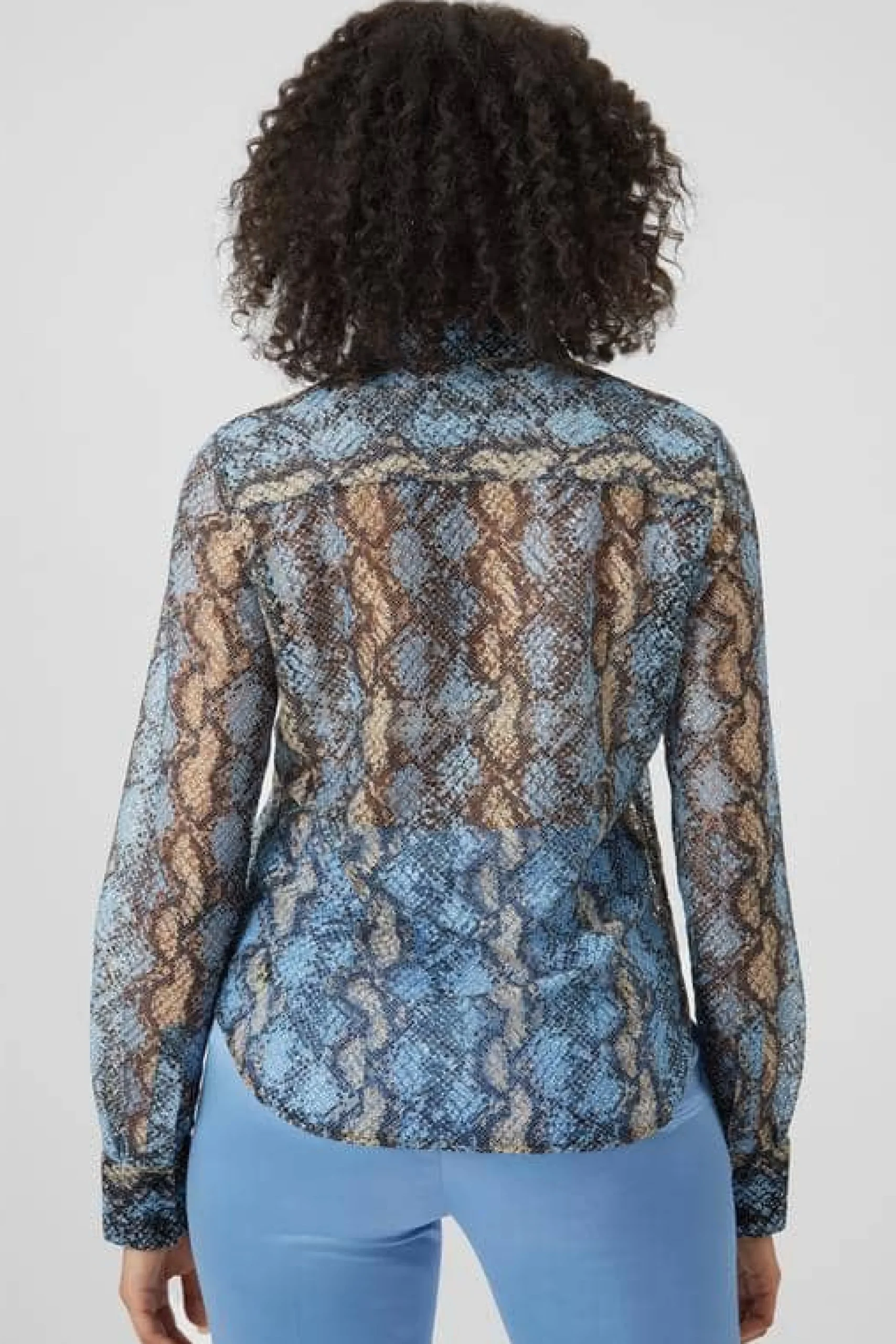Twisted Tailor Lopez Skinny Fit Grey Snake Print Shirt | Woman
