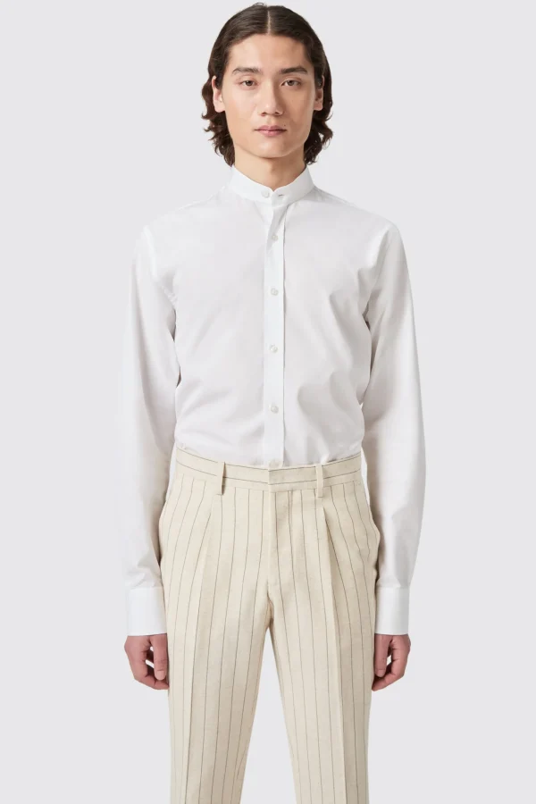 Twisted Tailor Lyndhurst Slim Fit Grandad Collar White Cotton Shirt | Style·Premium Shirts | Style·Everyday Essentials