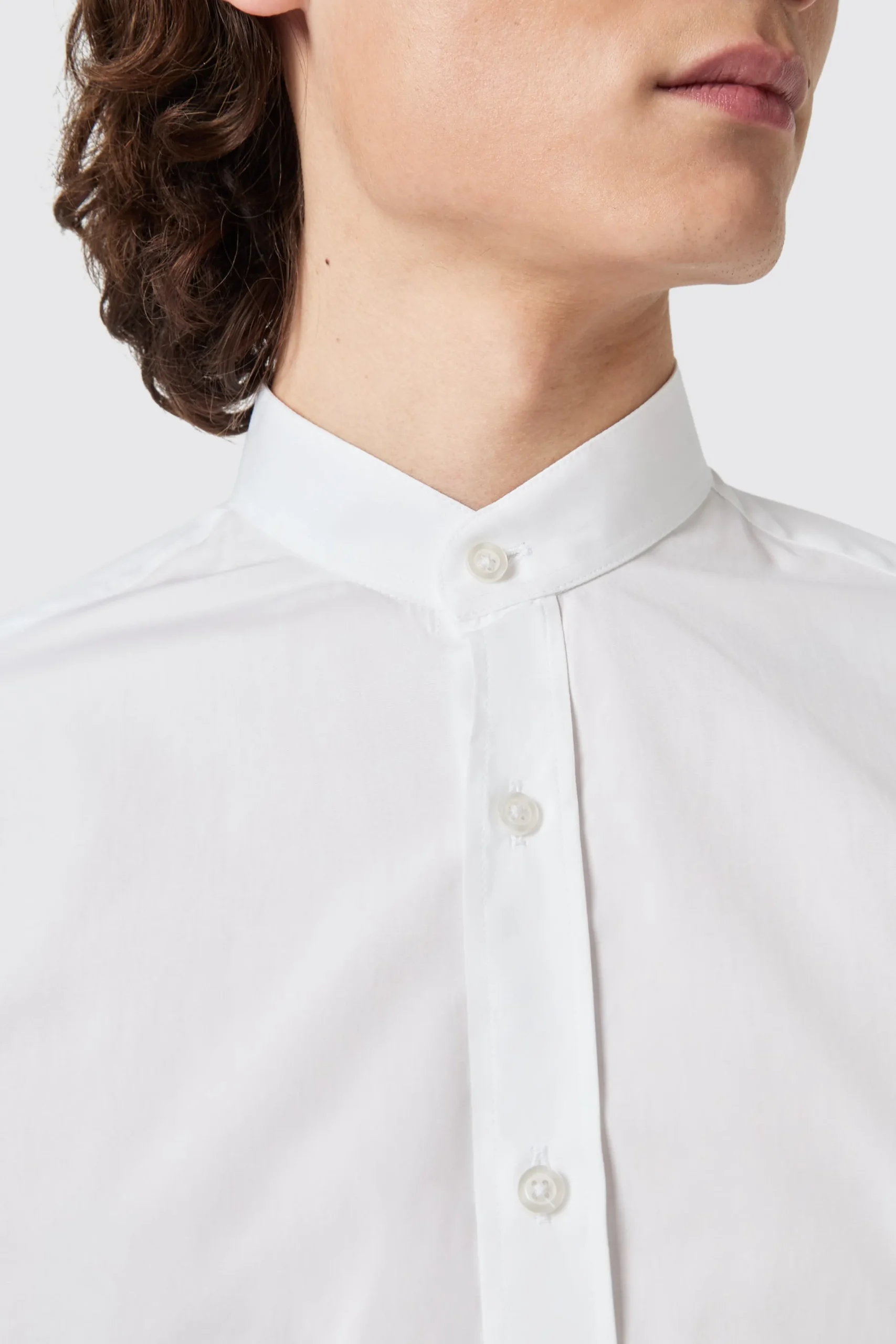 Twisted Tailor Lyndhurst Slim Fit Grandad Collar White Cotton Shirt | Style·Premium Shirts | Style·Everyday Essentials