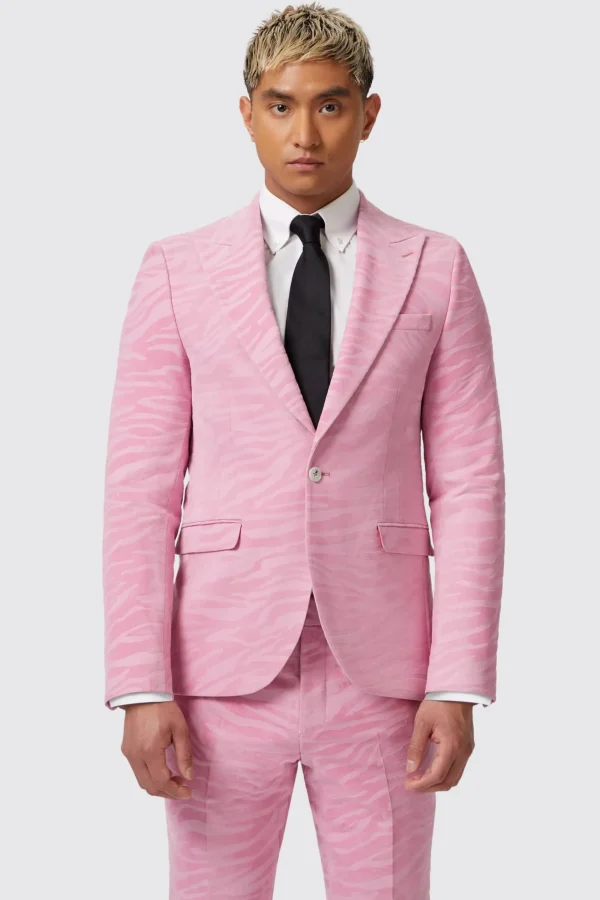 Twisted Tailor Magnussen Slim Fit Pink Flocked Jacket | Jackets·Party Jackets