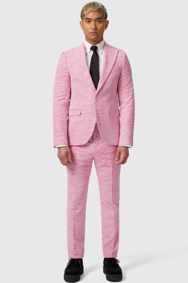 Twisted Tailor Magnussen Slim Fit Pink Flocked Suit | Style·2 Piece Suits | Style·Bold Prints