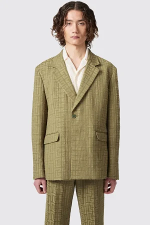 Twisted Tailor Malacia Oversized Green Jacquard Jacket | Unisex