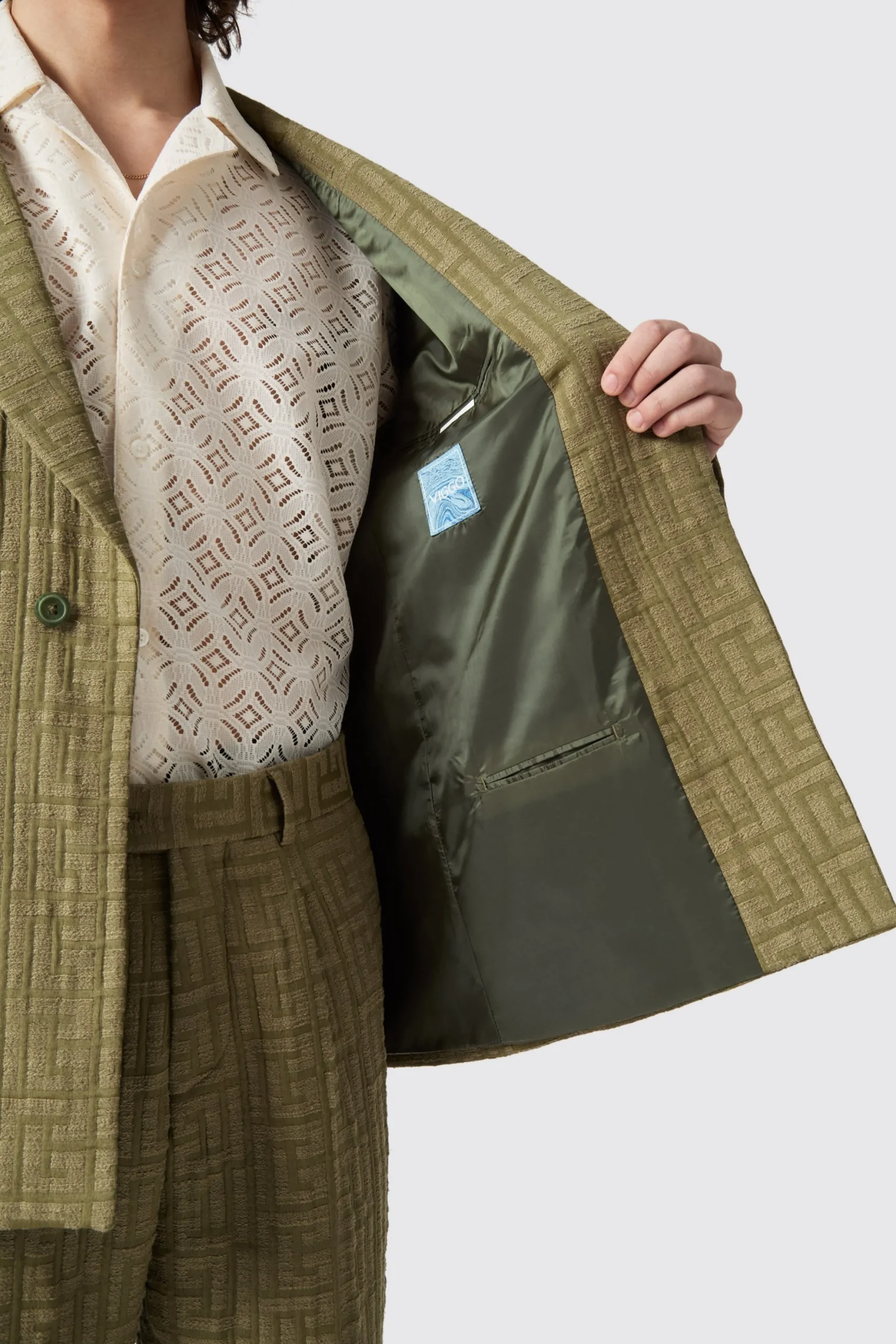 Twisted Tailor Malacia Oversized Green Jacquard Suit | Unisex | Occasion·Back To It