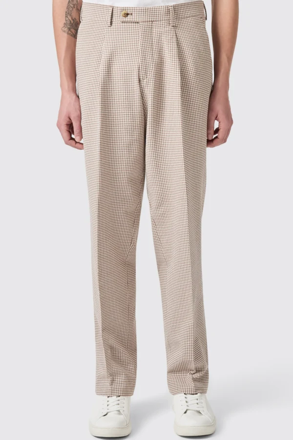 Twisted Tailor Maldini Oversized Brown Check Trousers | Unisex