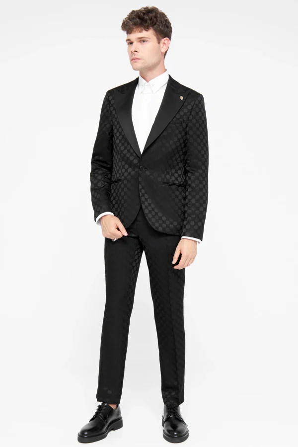 Twisted Tailor Papatya Slim Fit Black Jacquard Suit | Style·Bold Prints | Occasion·Back To It