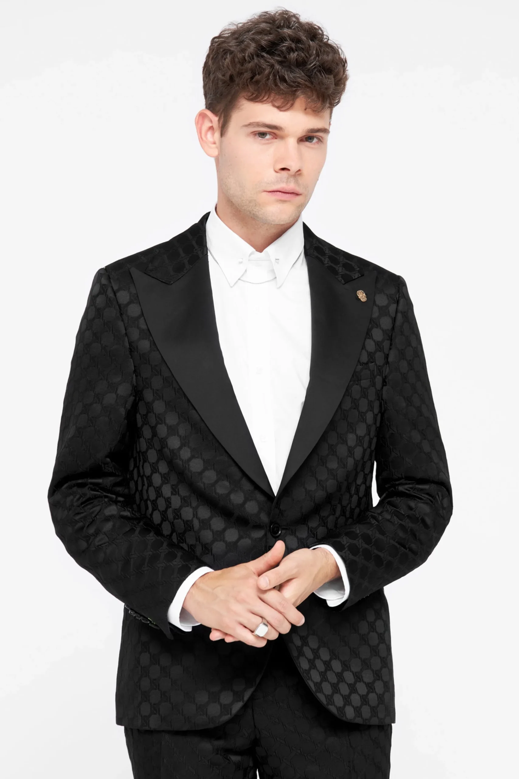 Twisted Tailor Papatya Slim Fit Black Jacquard Suit | Style·Bold Prints | Occasion·Back To It