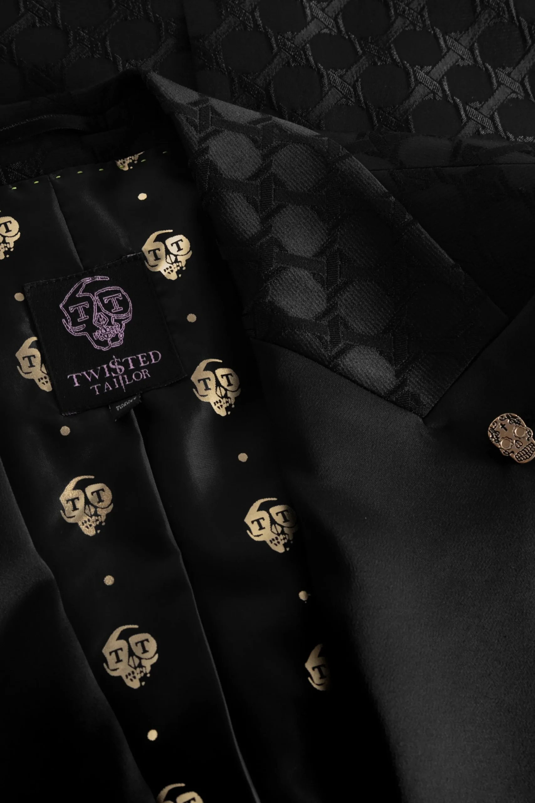 Twisted Tailor Papatya Slim Fit Black Jacquard Suit | Style·Bold Prints | Occasion·Back To It