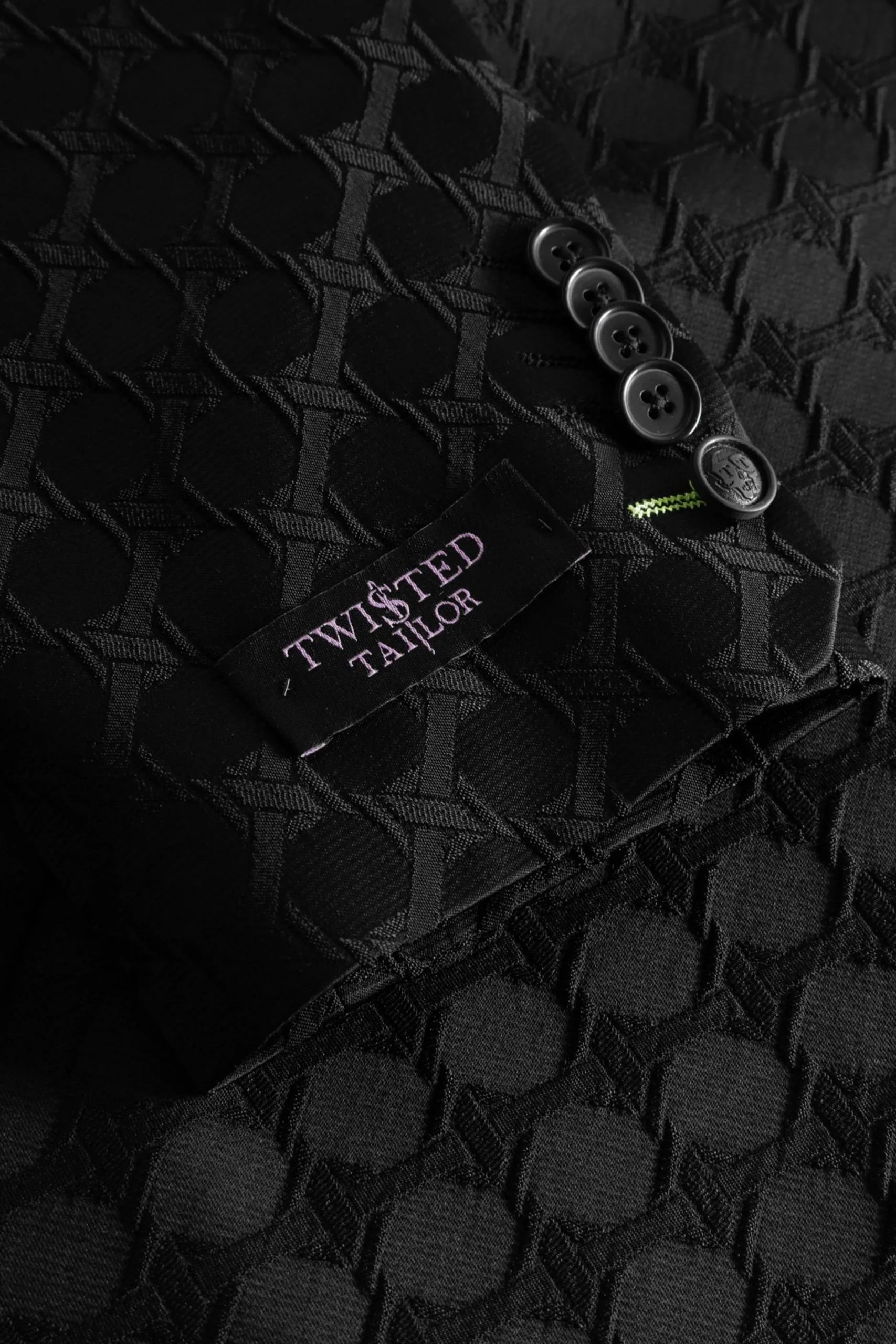 Twisted Tailor Papatya Slim Fit Black Jacquard Suit | Style·Bold Prints | Occasion·Back To It
