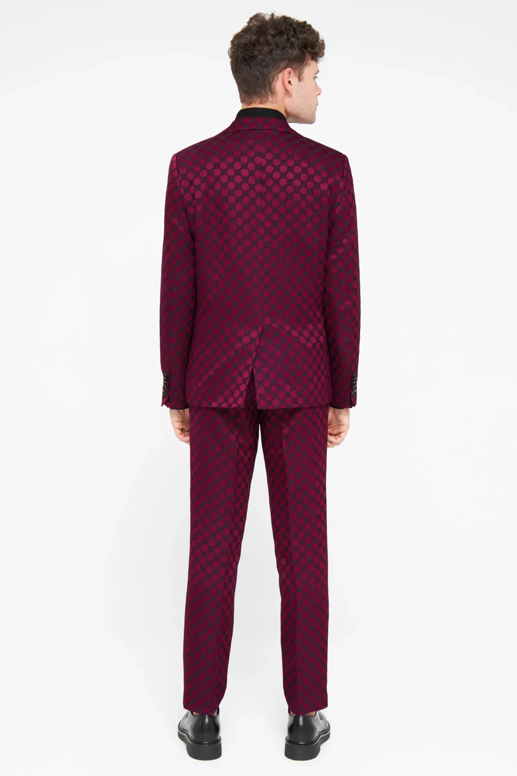 Twisted Tailor Papatya Slim Fit Burgundy Jacquard Suit | Style·Bold Prints | Occasion·Party Suits