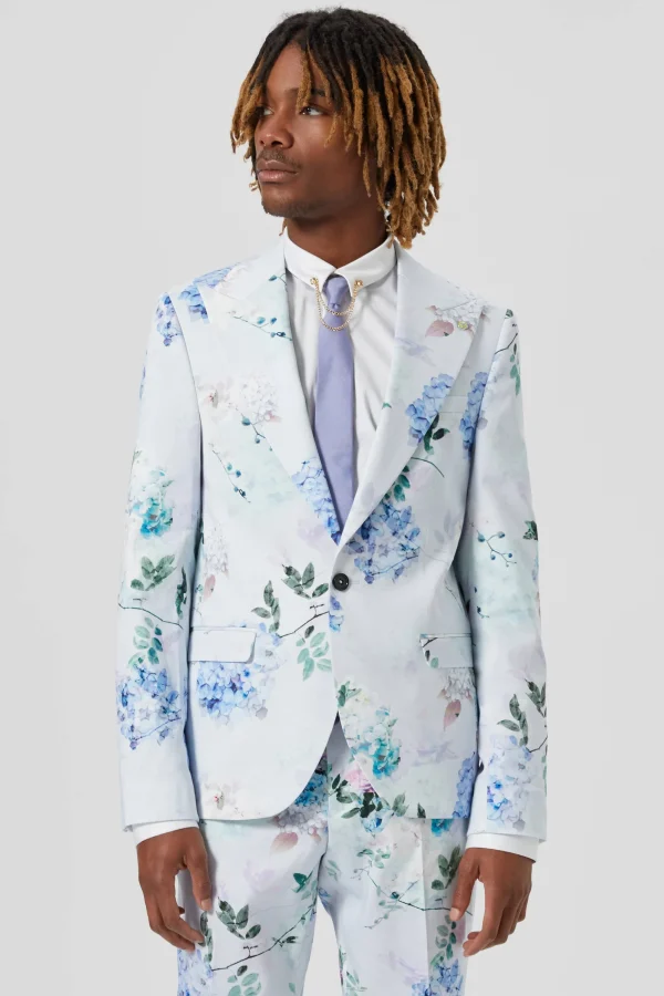 Twisted Tailor Pickhurst Skinny Fit Blue Floral Cotton Jacket | Jackets·Floral Jackets