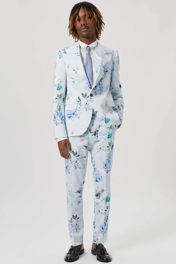 Twisted Tailor Pickhurst Skinny Fit Blue Floral Cotton Suit | Style·Floral Suits | Style·2 Piece Suits