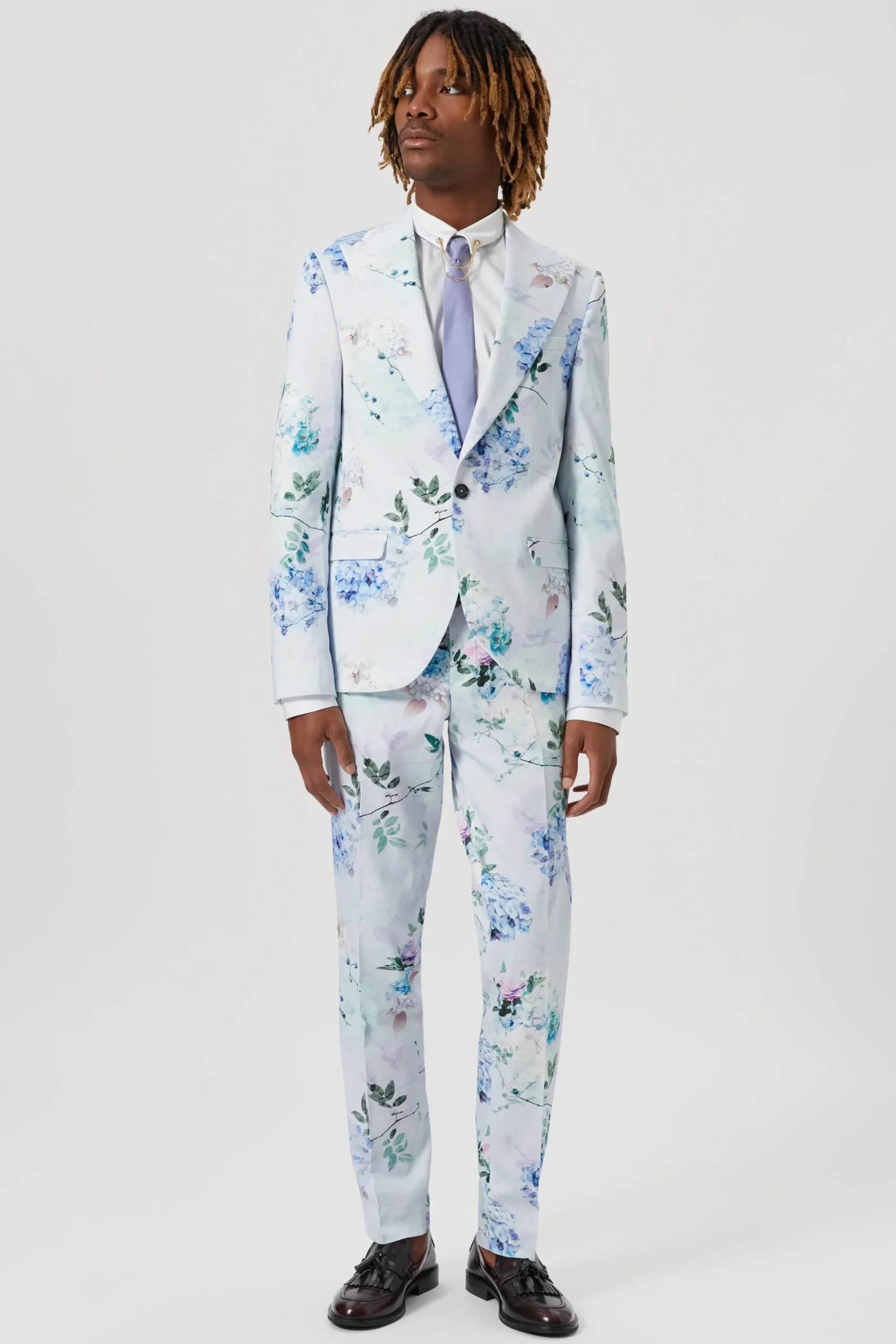 Twisted Tailor Pickhurst Skinny Fit Blue Floral Cotton Suit | Style·Floral Suits | Style·2 Piece Suits