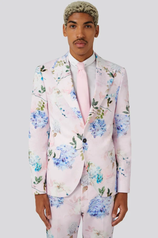 Twisted Tailor Pickhurst Slim Fit Pink Floral Cotton Jacket | Jackets·Floral Jackets