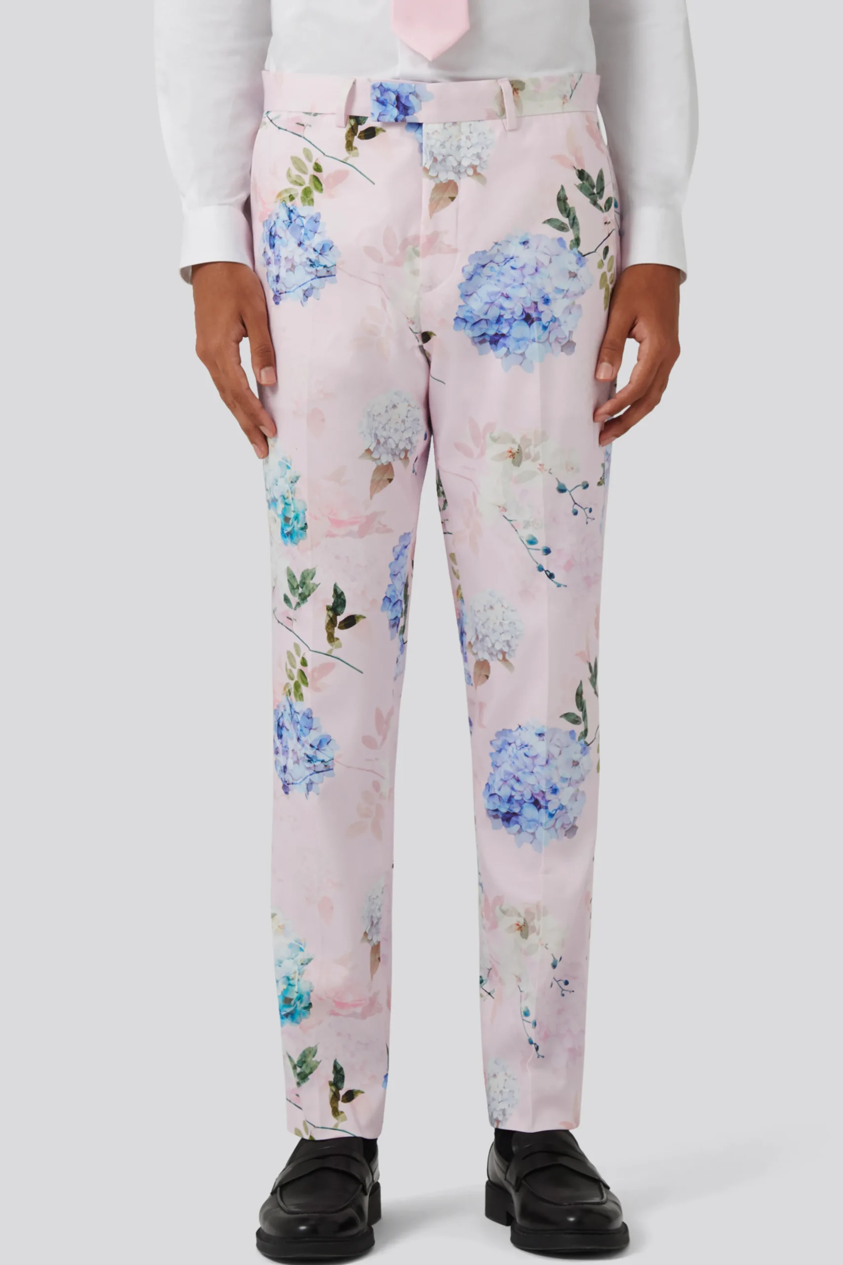 Twisted Tailor Pickhurst Slim Fit Pink Floral Cotton Trousers | Trousers·Floral Trousers