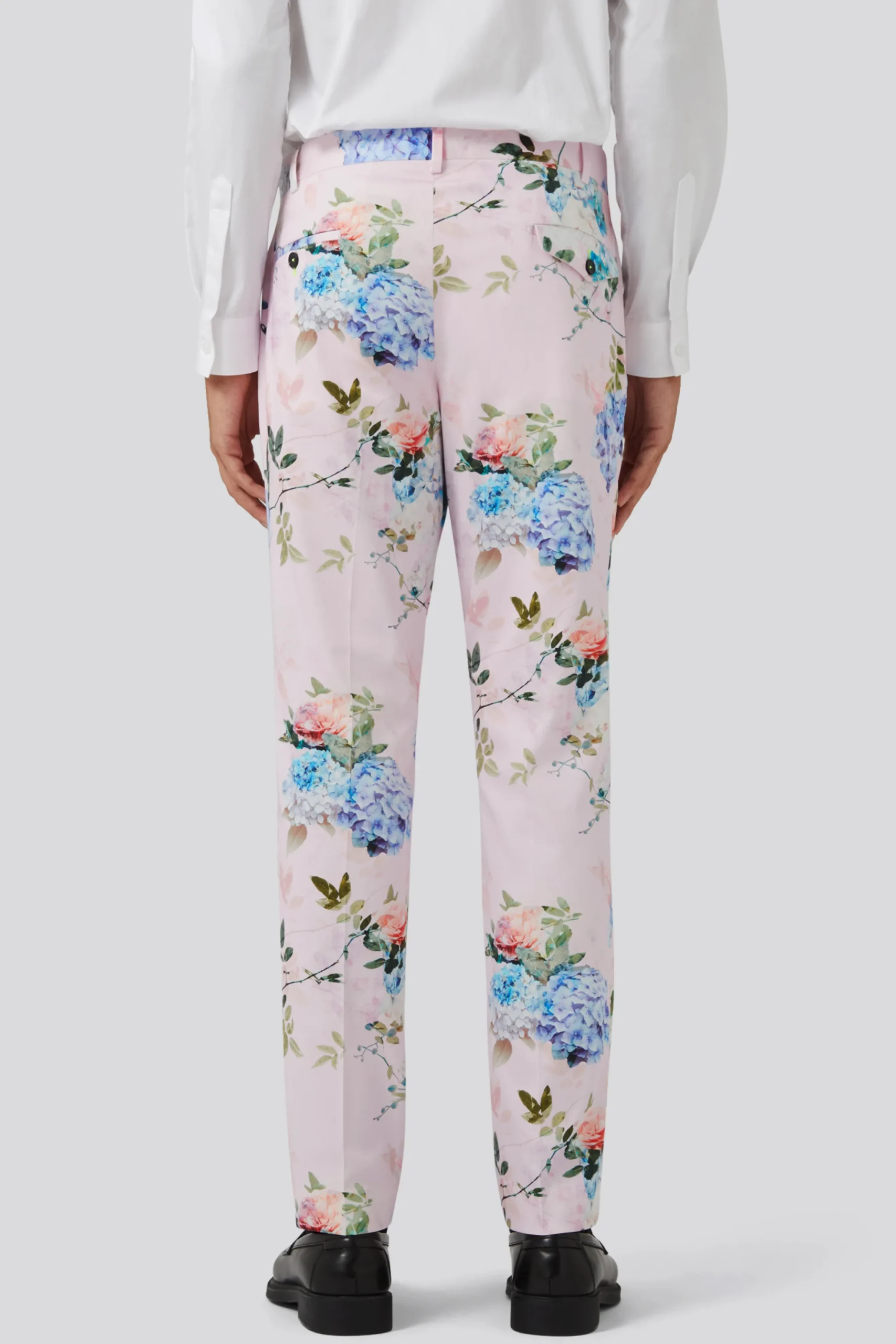 Twisted Tailor Pickhurst Slim Fit Pink Floral Cotton Trousers | Trousers·Floral Trousers