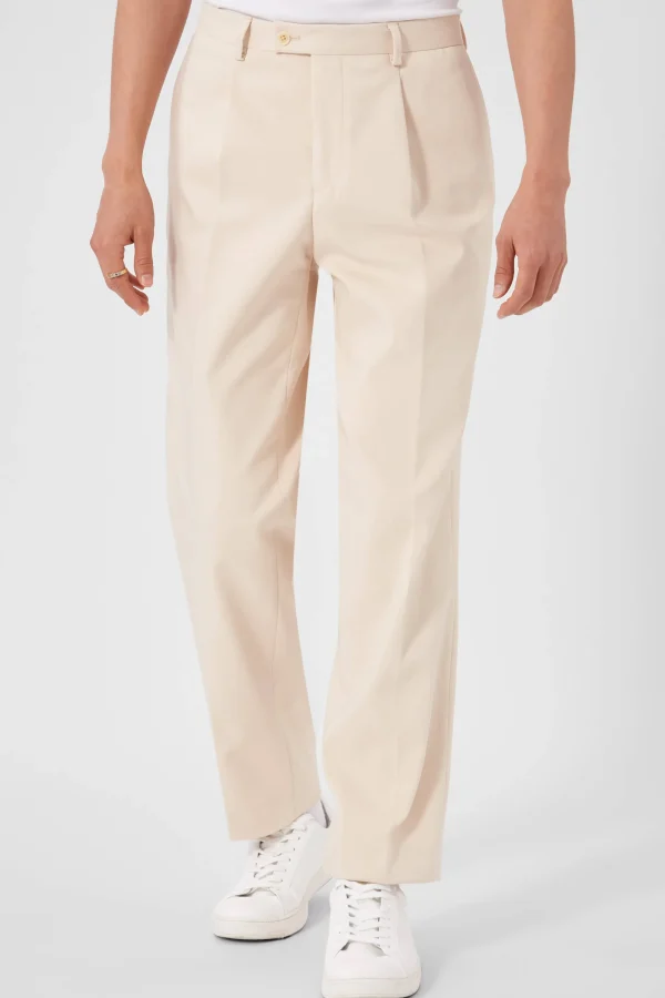 Twisted Tailor Pierre Oversized Beige Cotton Trousers | Unisex