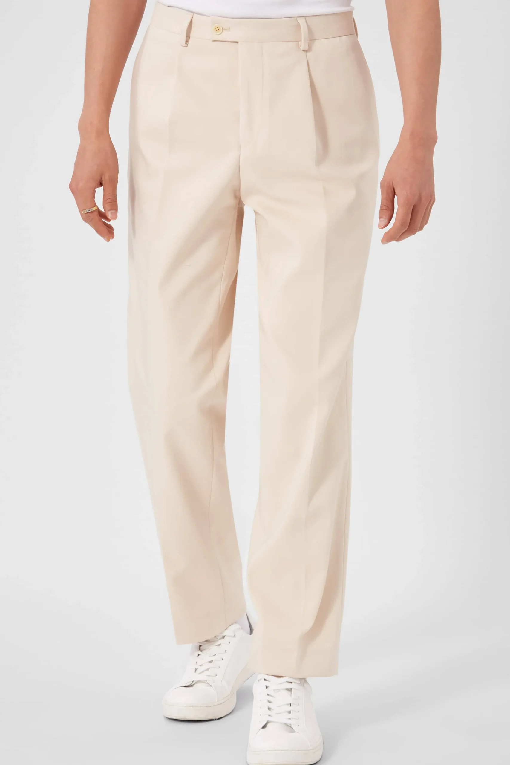Twisted Tailor Pierre Oversized Beige Cotton Trousers | Unisex