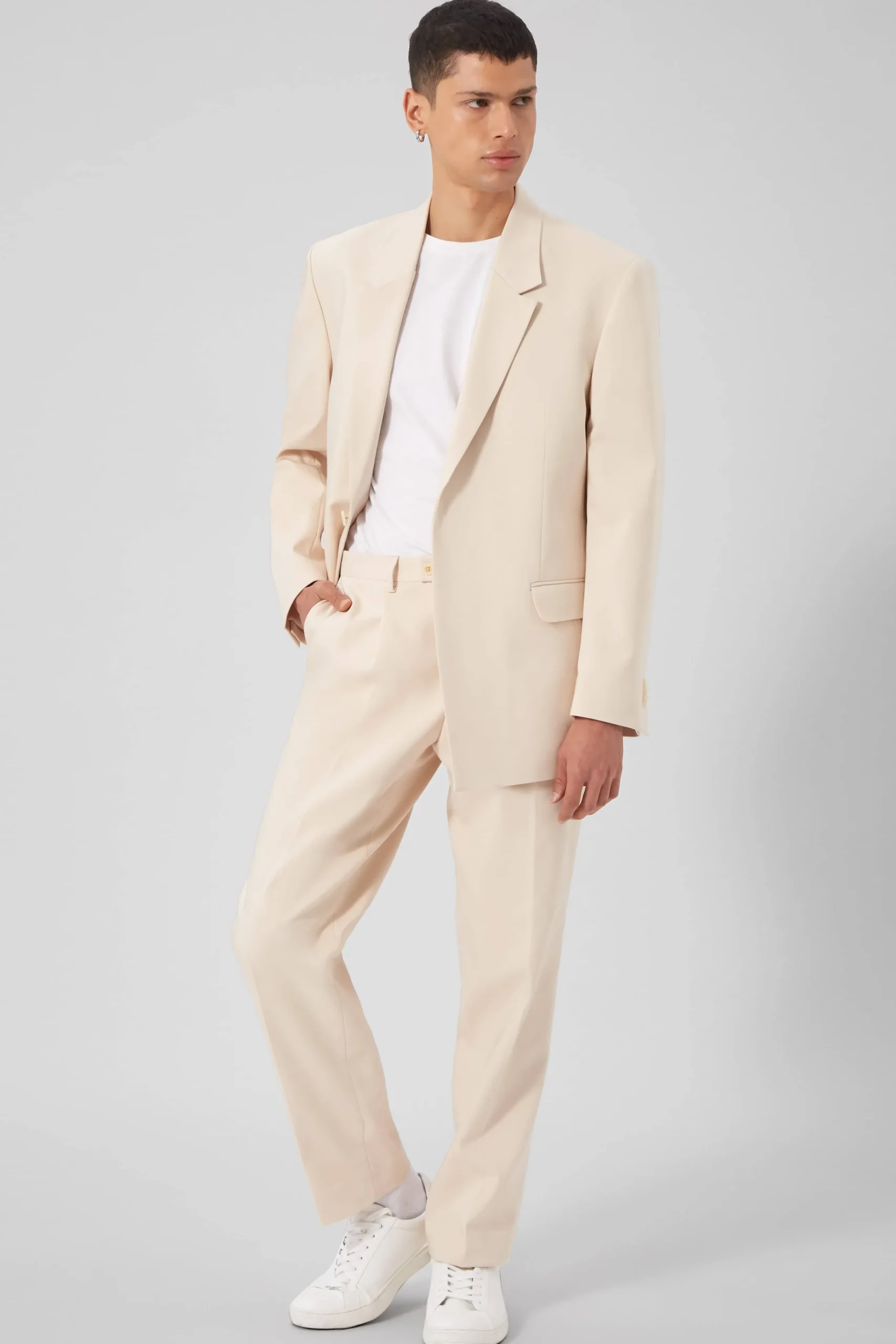 Twisted Tailor Pierre Oversized Beige Cotton Trousers | Unisex