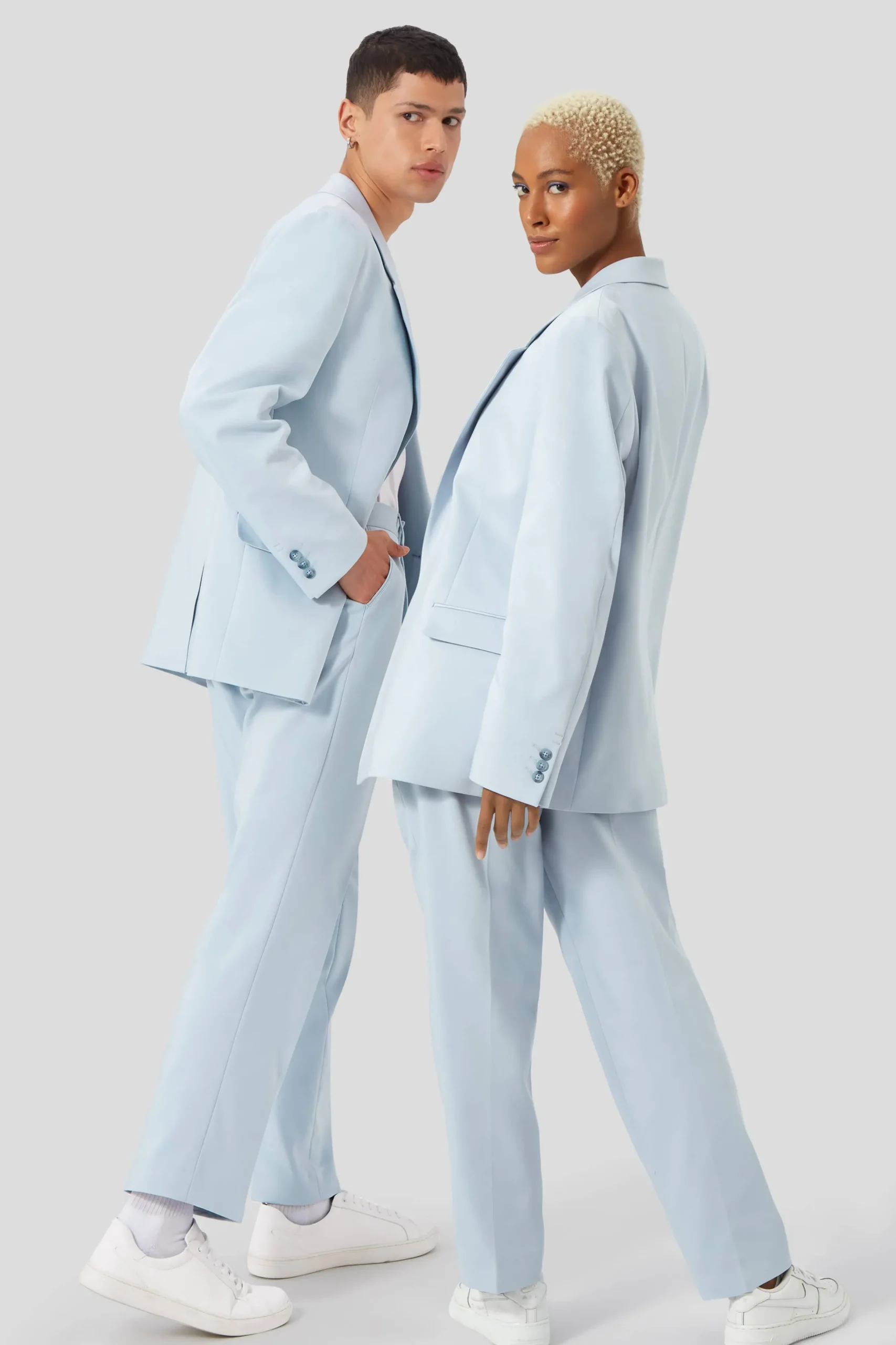Twisted Tailor Pierre Oversized Blue Cotton Trousers | Unisex