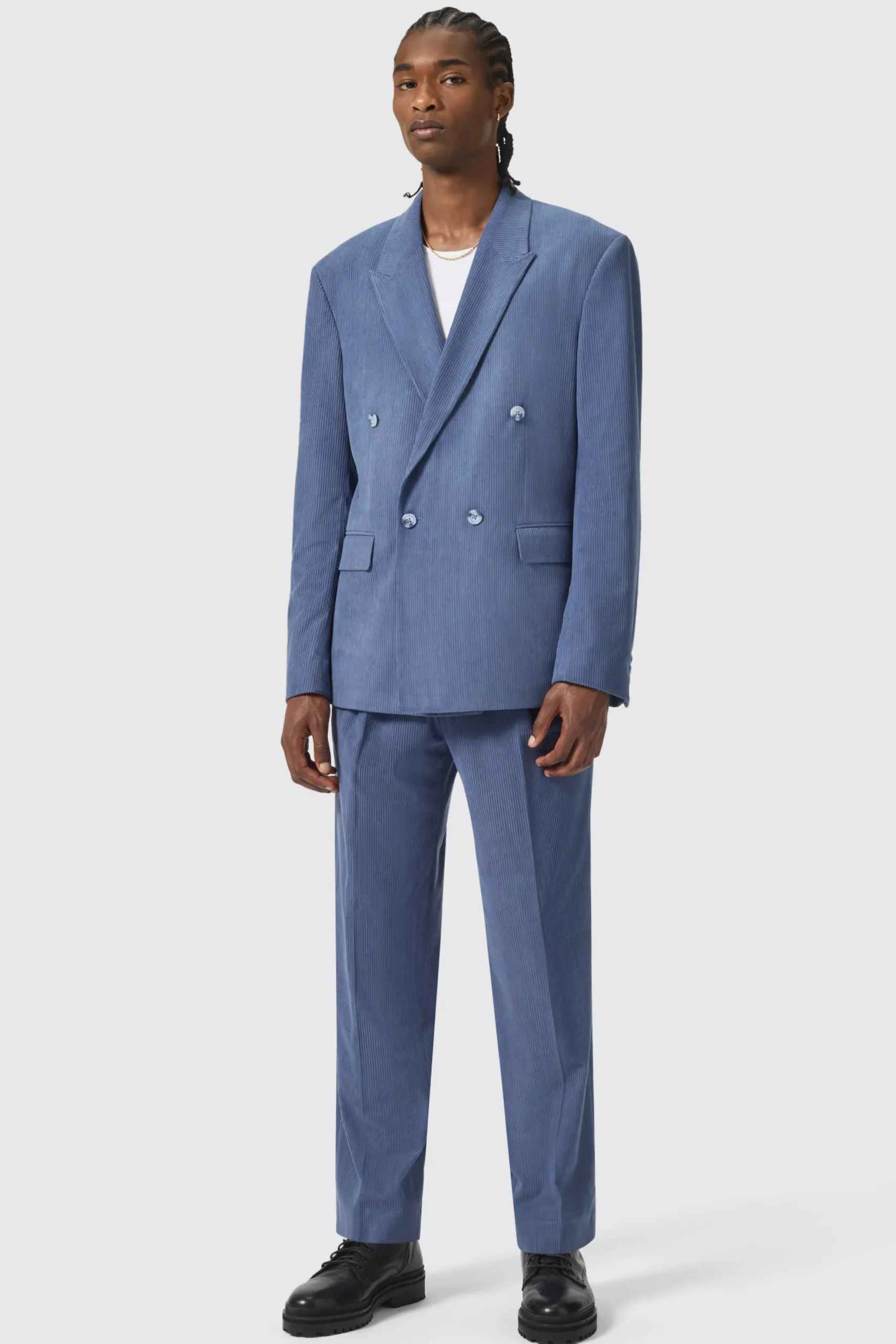Twisted Tailor Pirlo Oversized Blue Corduroy Trouser | Unisex