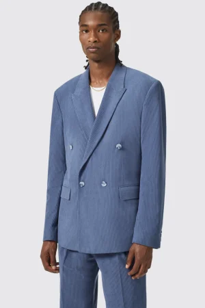 Twisted Tailor Pirlo Oversized Double Breasted Blue Corduroy Jacket | Unisex | Jackets·Casual Jackets