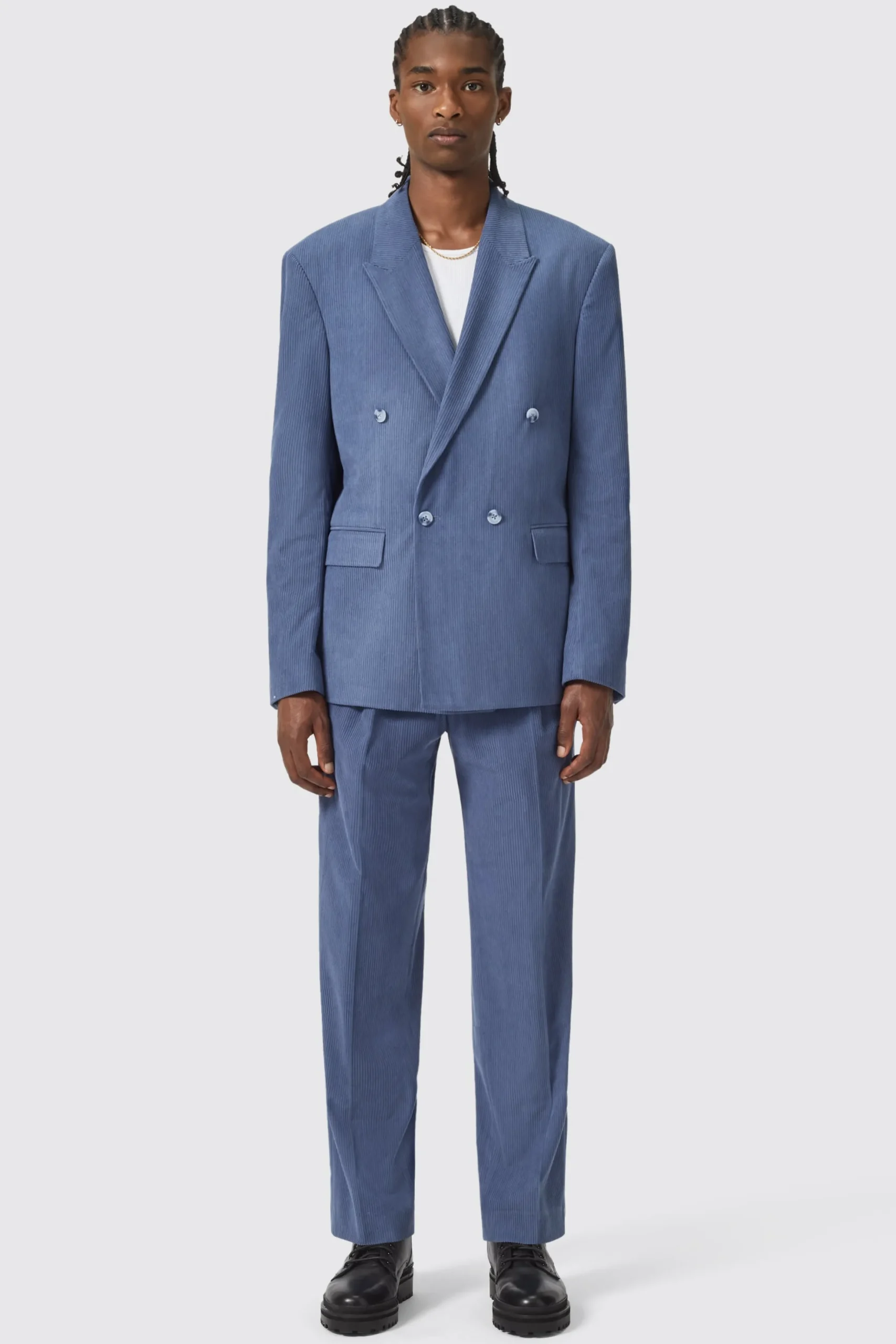 Twisted Tailor Pirlo Oversized Double Breasted Blue Corduroy Jacket | Unisex | Jackets·Casual Jackets
