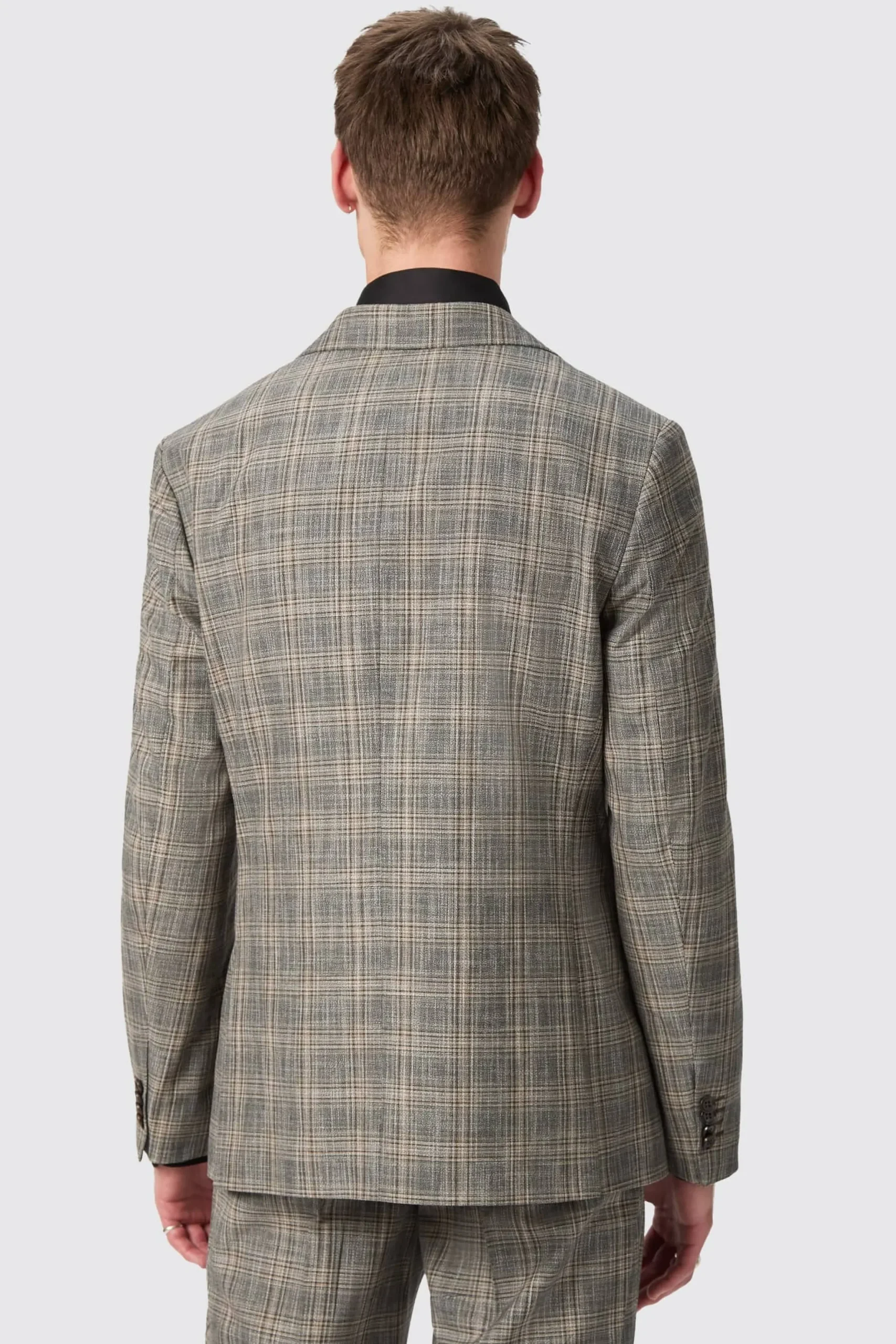Twisted Tailor Plunkett Slim Fit Grey Check Double Breasted Suit | Style·Check Suits | Style·Double Breasted Suits