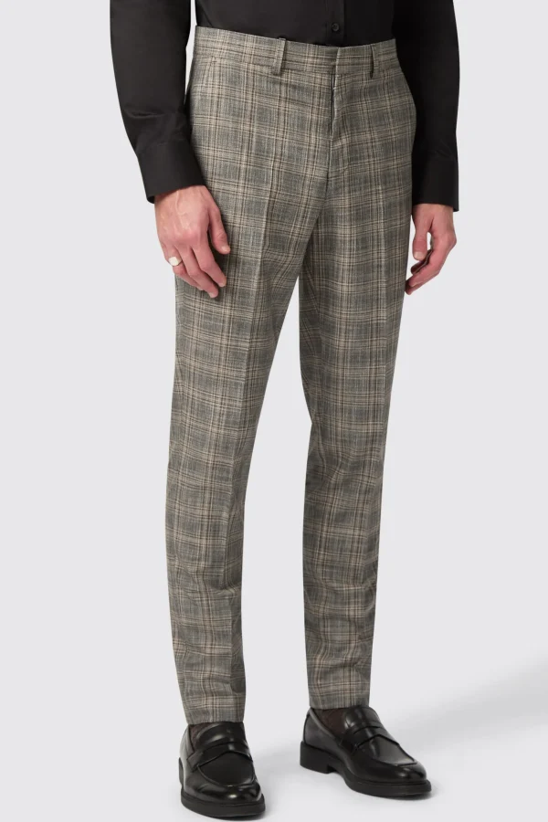 Twisted Tailor Plunkett Slim Fit Grey Check Trousers | Trousers·Work Trousers | Trousers·Casual Trousers