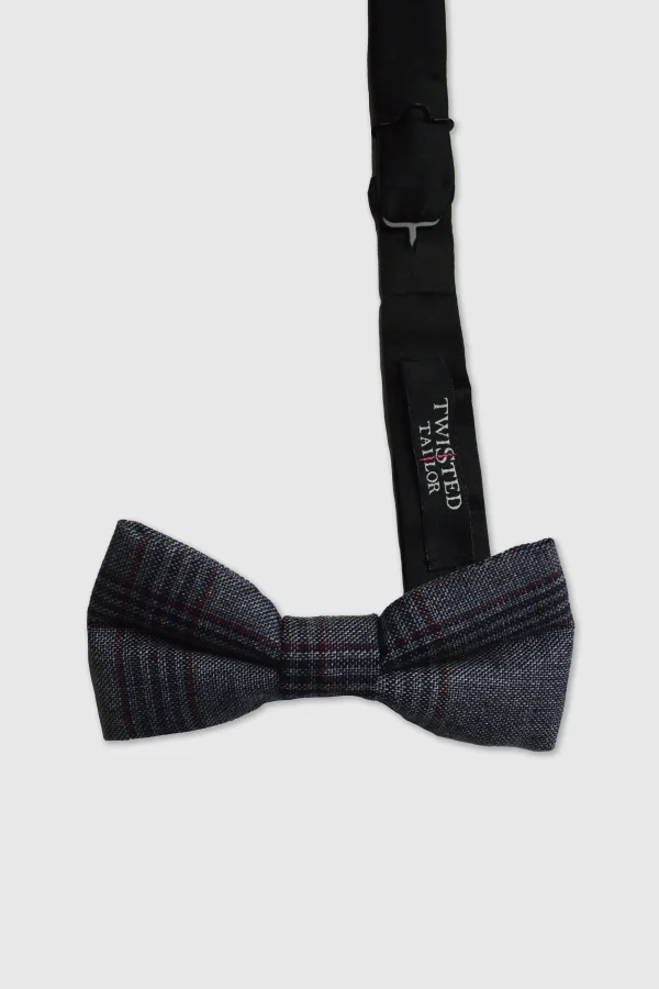 Twisted Tailor Sacred Blue Check Bow Tie | Suit Accessories·Bow Ties | Occasion·Party Suits