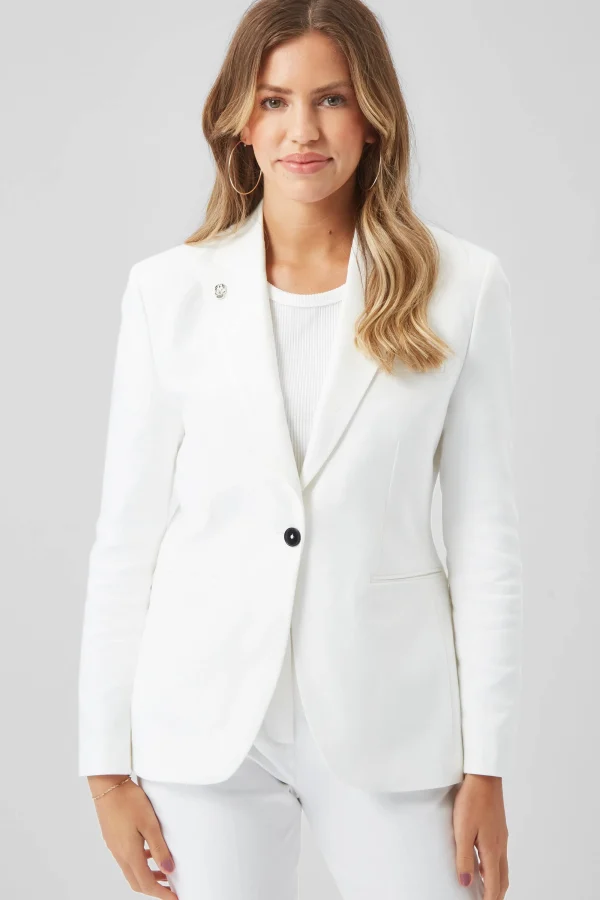 Twisted Tailor Sian Skinny Fit White Cotton Jacket | Woman