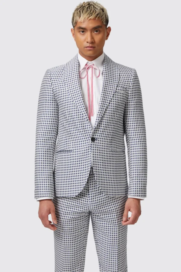 Twisted Tailor Siorek Slim Fit Navy Jacquard Jacket | Jackets·Casual Jackets