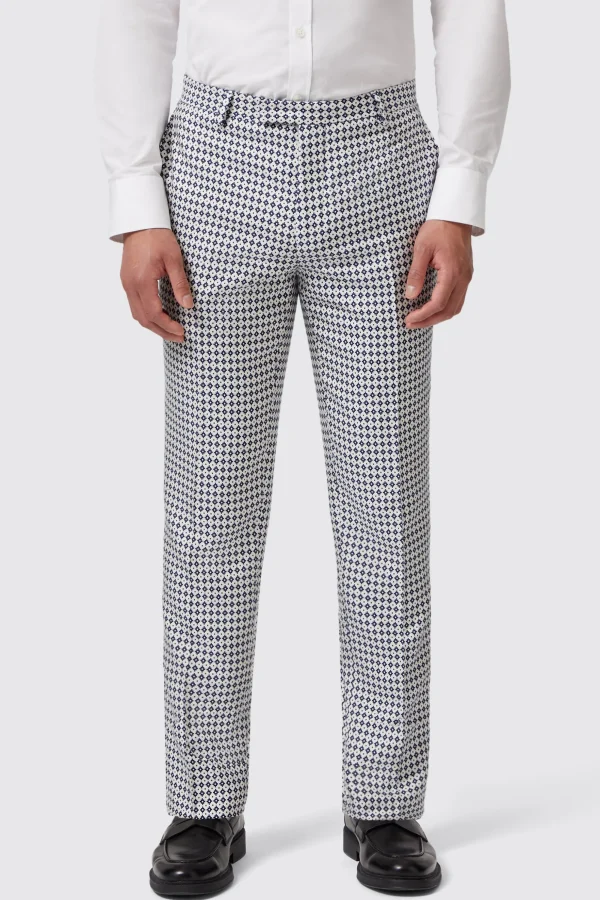 Twisted Tailor Siorek Slim Fit Navy Jacquard Trousers | Trousers·Party Trousers