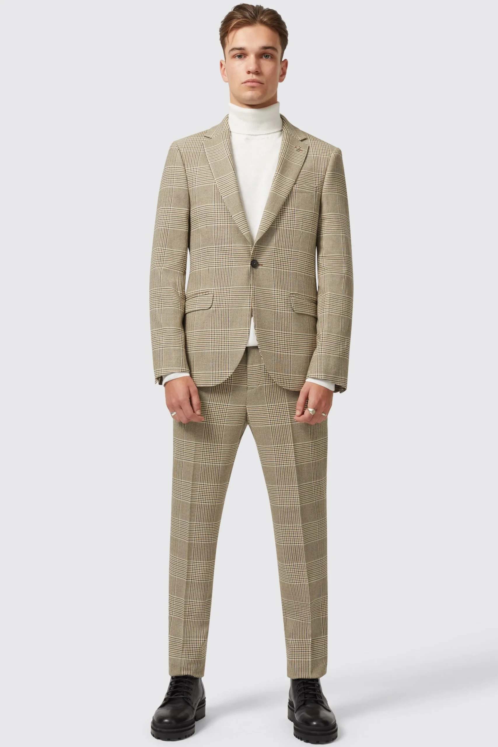 Twisted Tailor Strauss Slim Fit Neutral Check Jacket | Jackets·Work Jackets