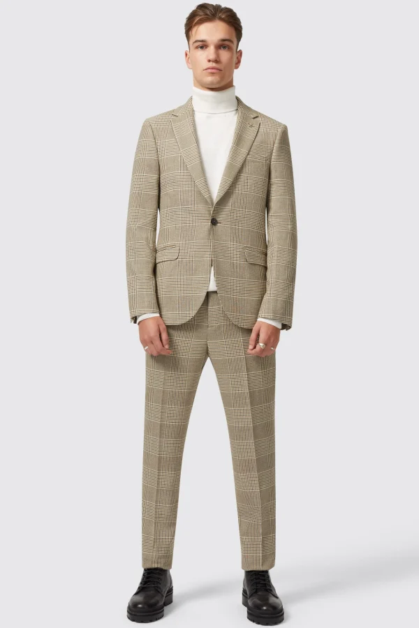 Twisted Tailor Strauss Slim Fit Neutral Check Suit | Style·Check Suits | Style·2 Piece Suits