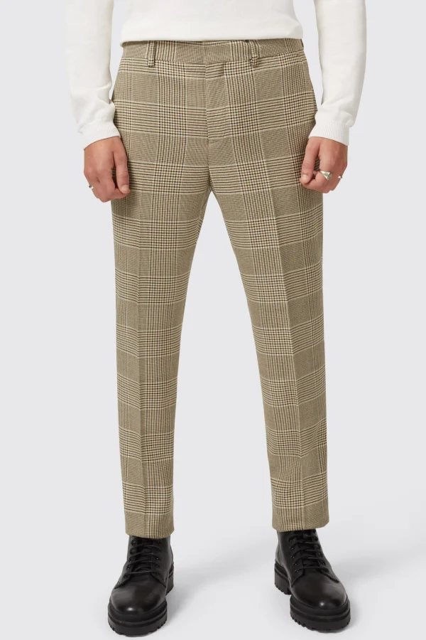 Twisted Tailor Strauss Slim Fit Neutral Check Trouser | Trousers·Casual Trousers | Trousers·Work Trousers