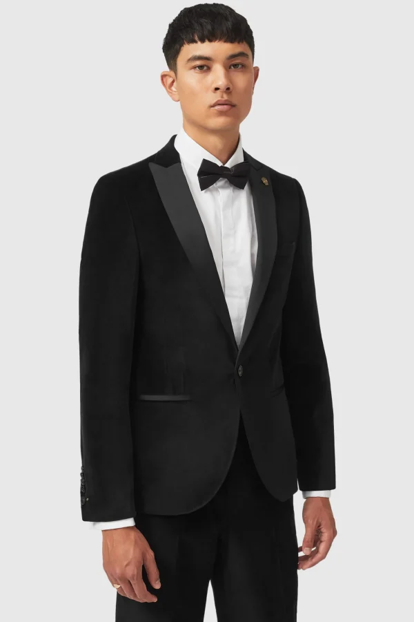 Twisted Tailor Sylvester Skinny Fit Black Velvet Tuxedo Jacket | Jackets·Party Jackets