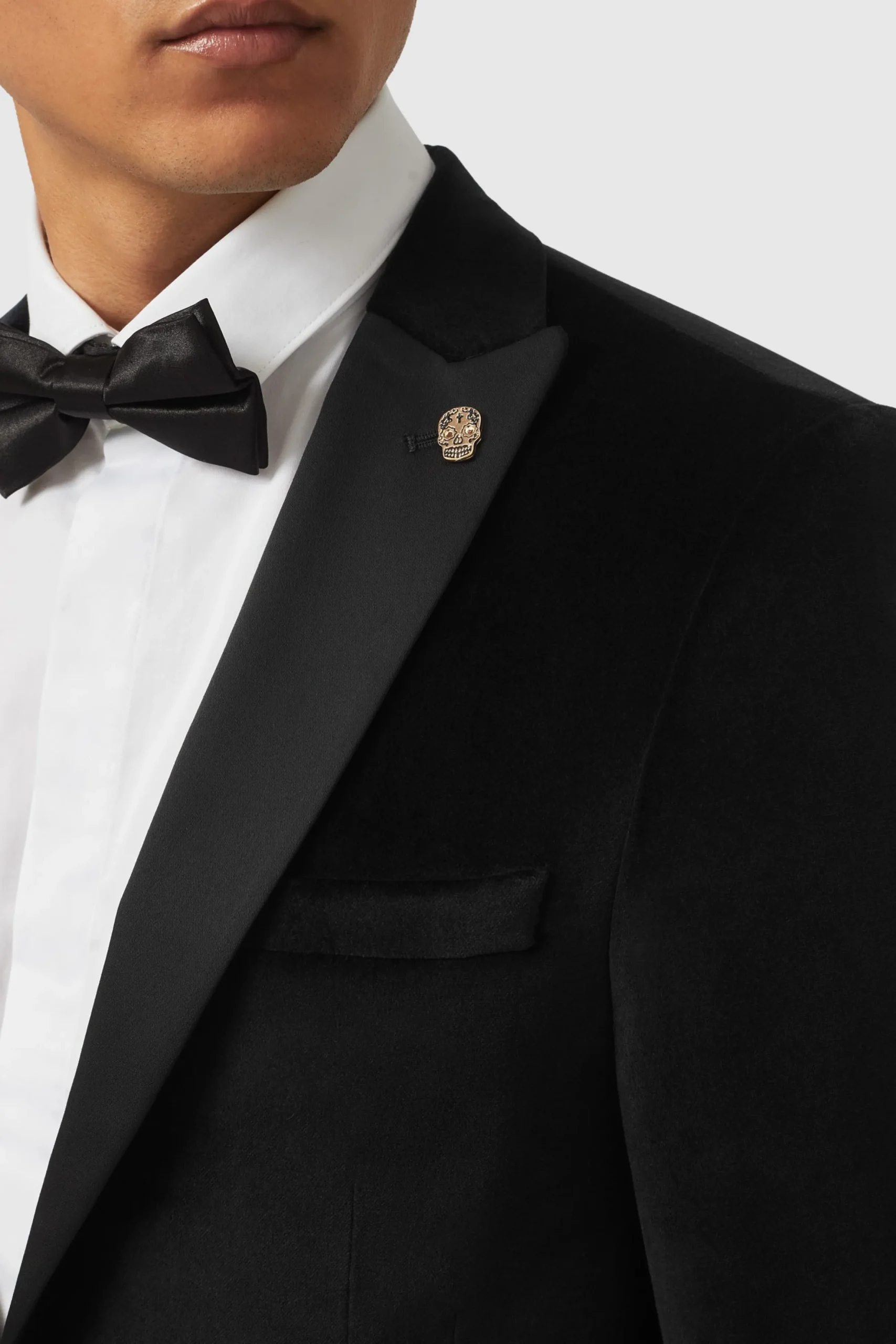 Twisted Tailor Sylvester Skinny Fit Black Velvet Tuxedo Jacket | Jackets·Party Jackets