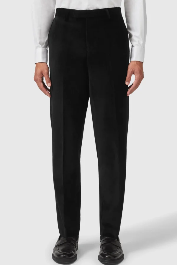 Twisted Tailor Sylvester Skinny Fit Black Velvet Tuxedo Trousers | Trousers·Party Trousers