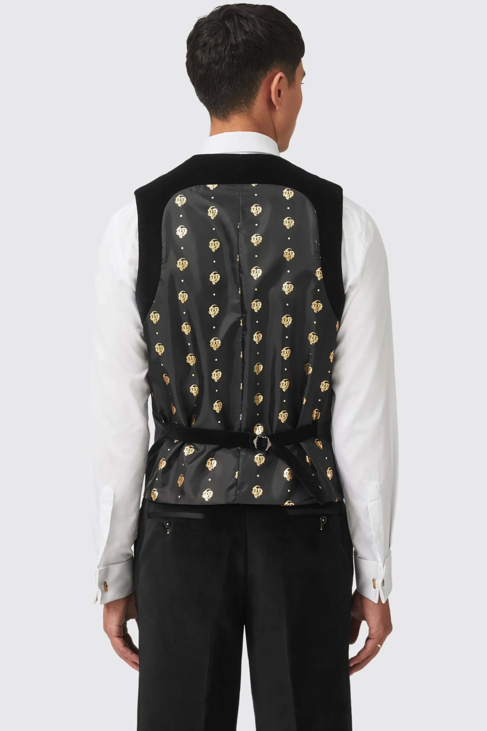 Twisted Tailor Sylvester Skinny Fit Black Velvet Tuxedo Waistcoat | Waistcoats