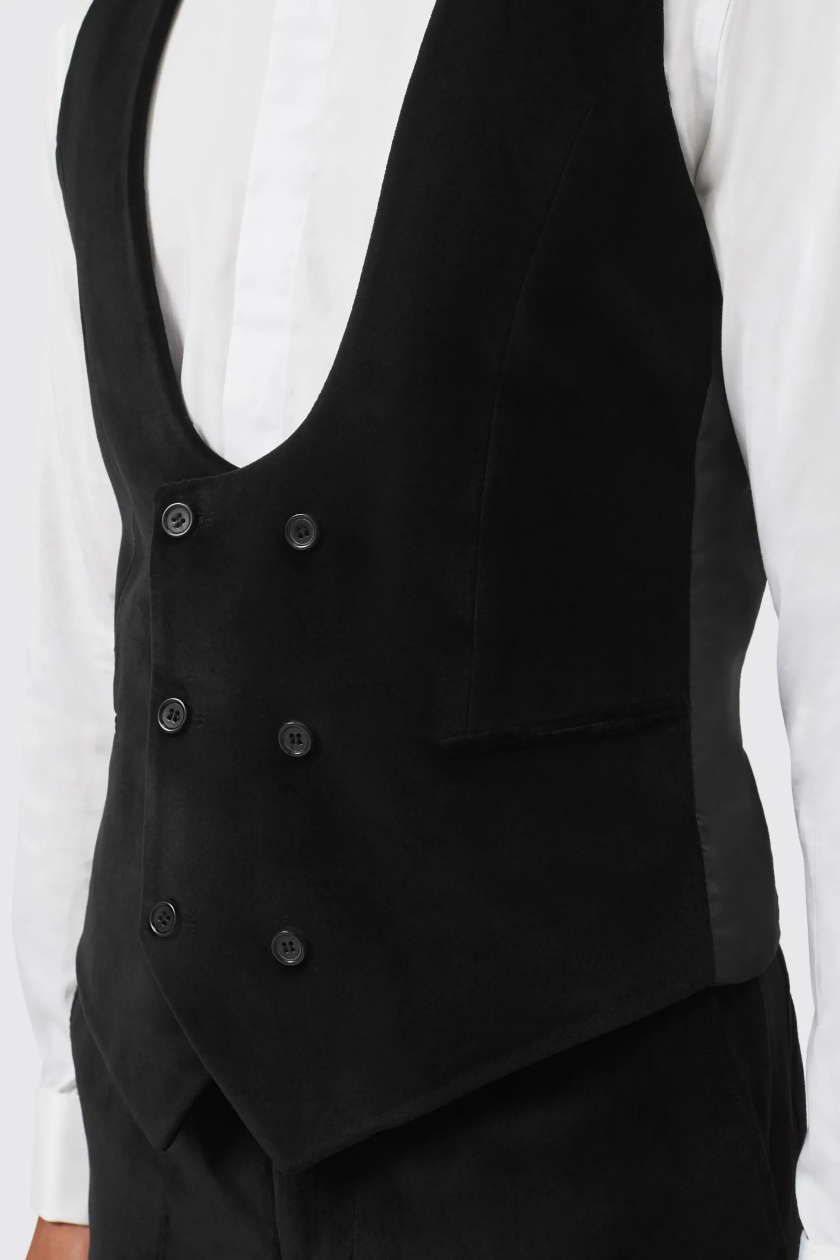 Twisted Tailor Sylvester Skinny Fit Black Velvet Tuxedo Waistcoat | Waistcoats